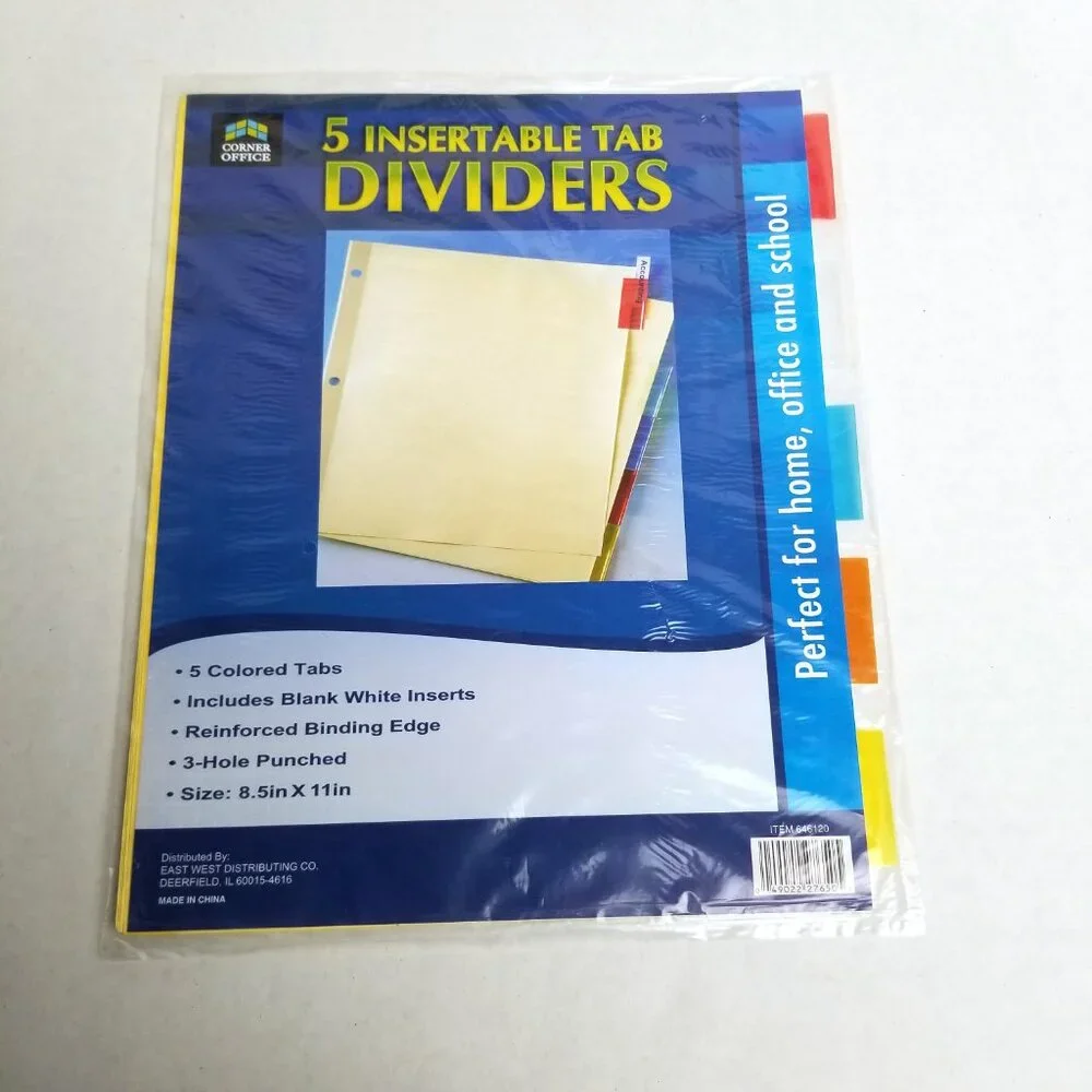 Corner Office 5 Tab Insertable Dividers 7 Pack Lot Office School Organization